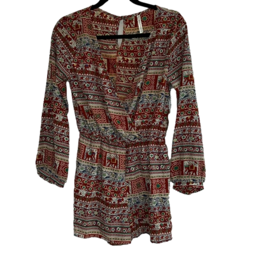Elephant Print Romper: Size Medium